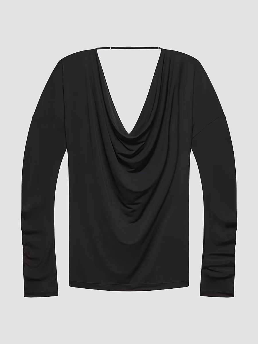 Women's Open-Back Cowlneck Top - Black - Size Large