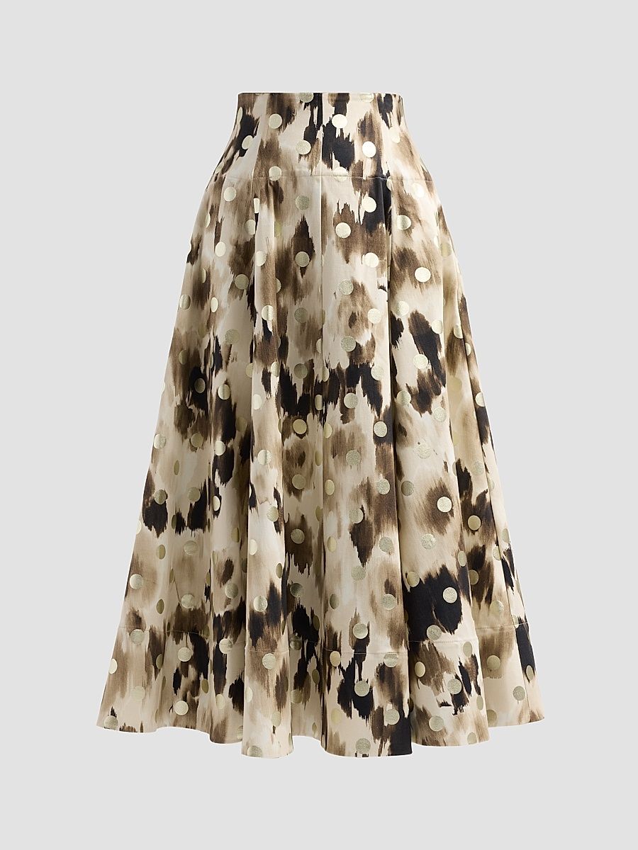 Women's Parker Ikat Polka Dot Midi-Skirt - Cream Multi - Size 16
