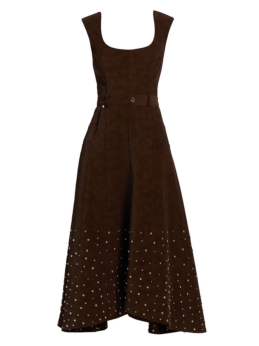 Women's Kenny Studded Faux Suede Midi-Dress - Toffee Swirl - Size 6