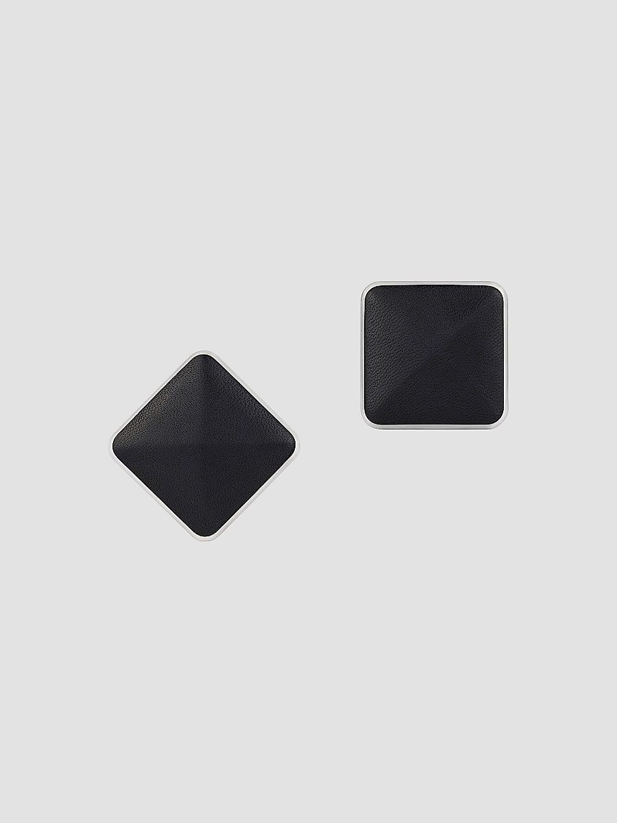 Givenchy Women's Sculpt Asymmetric Earrings in Metal and Leather - Black Silvery