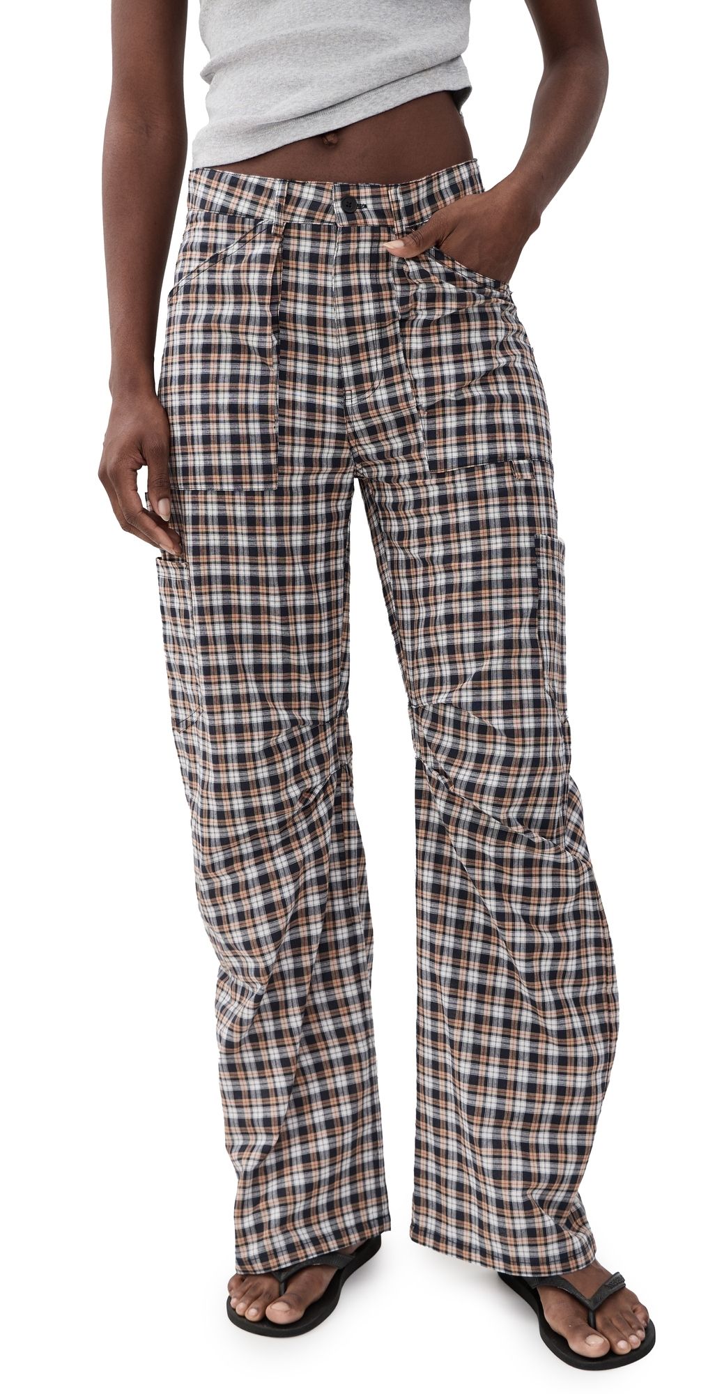 Lioness Miami Vice Pants BEIGE TARTAN XXS