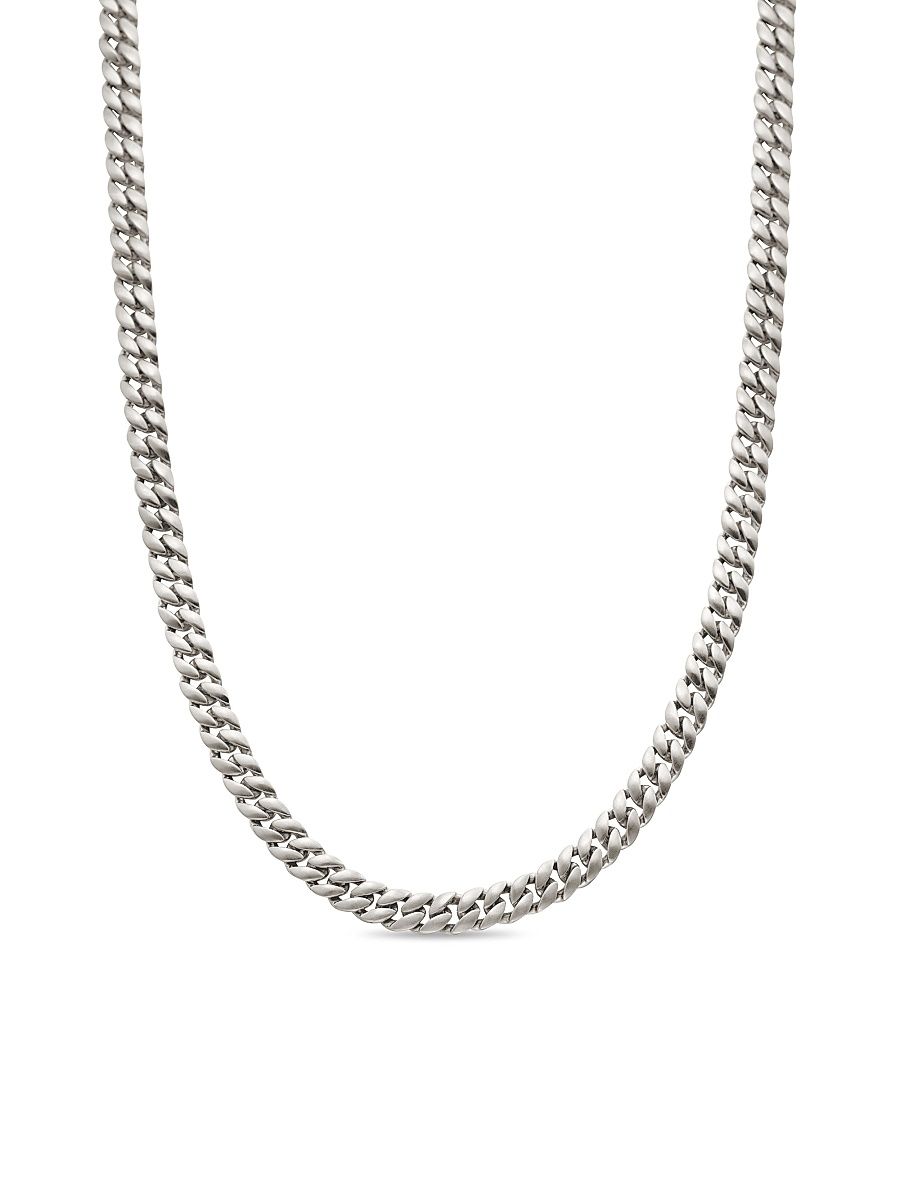 Men's Curb Chain Necklace in Sterling Silver, 6MM - Silver - Size 26