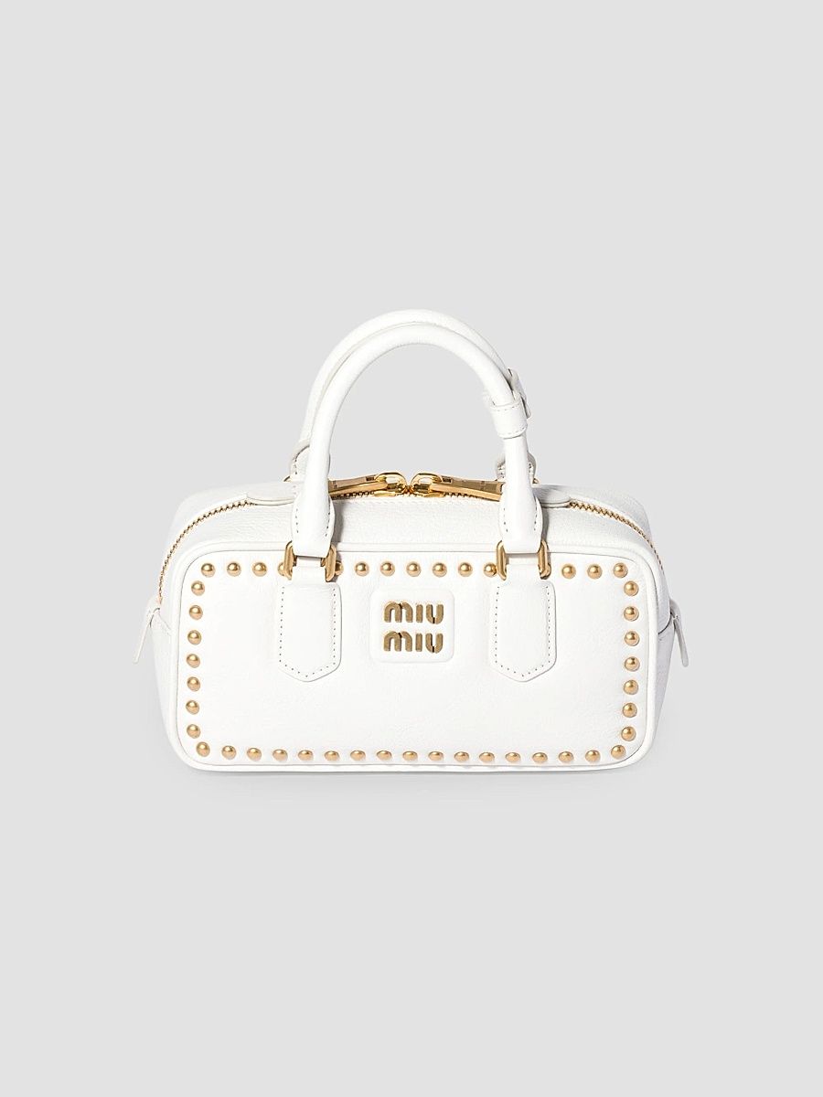 Women's Arcadie Studded Leather Top Handle Bag - White