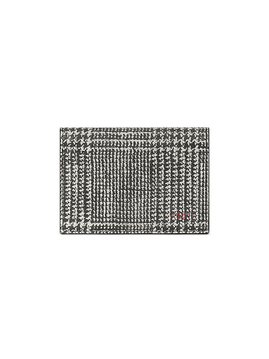 Givenchy Men's Flap Card Holder in Houndstooth Effect Leather - Black White
