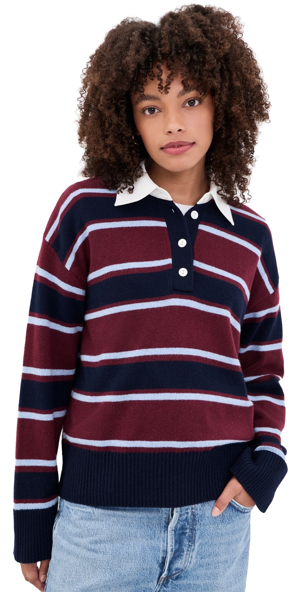 RAILS Paxton Polo Sweater Boysenberry Stripe XS