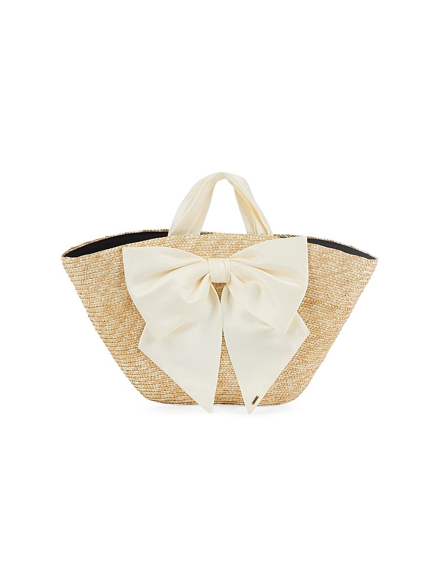 Women's Carlotta Straw Bow Tote Bag - Natural