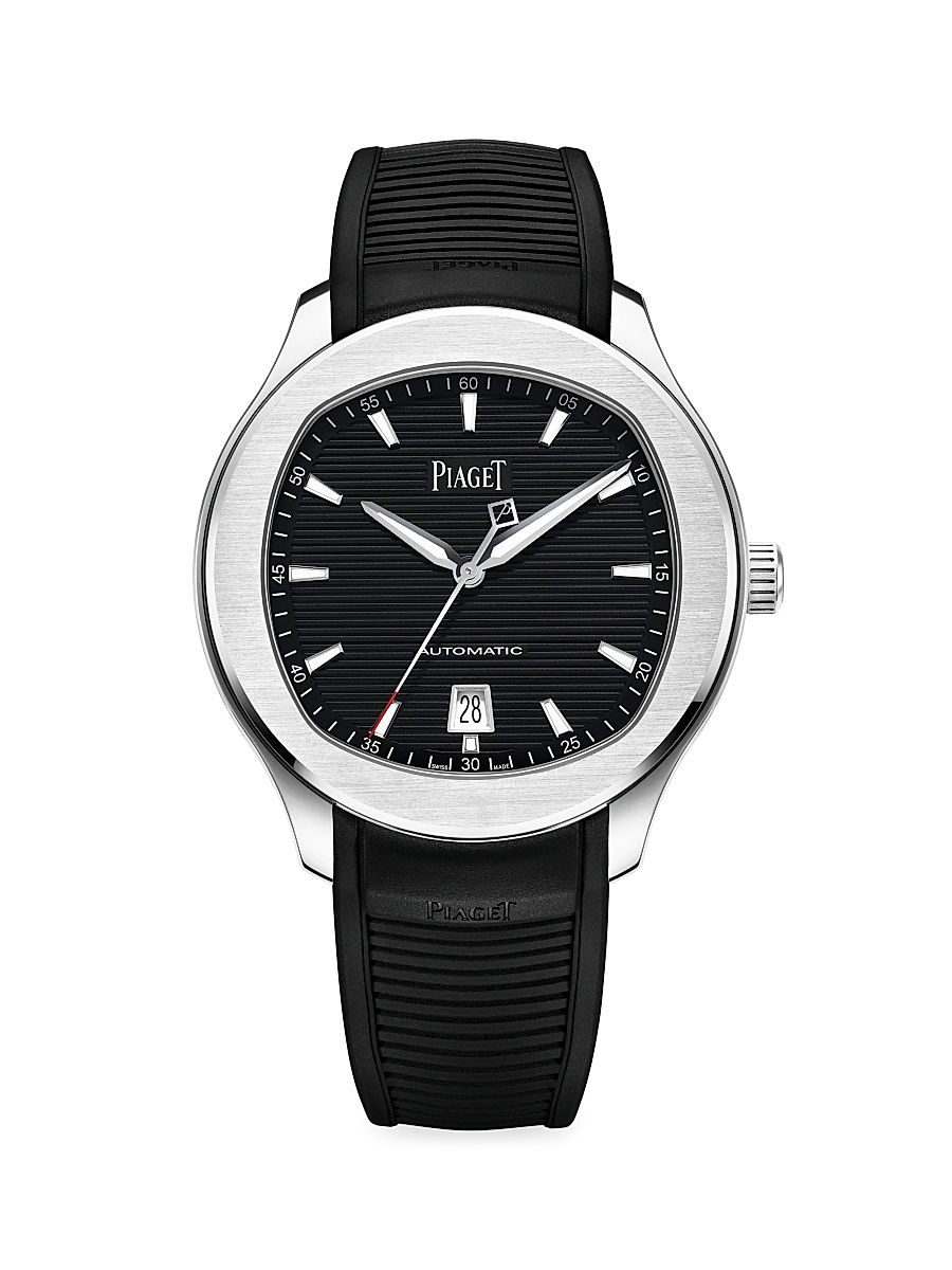 Women's Piaget Polo Stainless Steel & Rubber Date Watch - Black