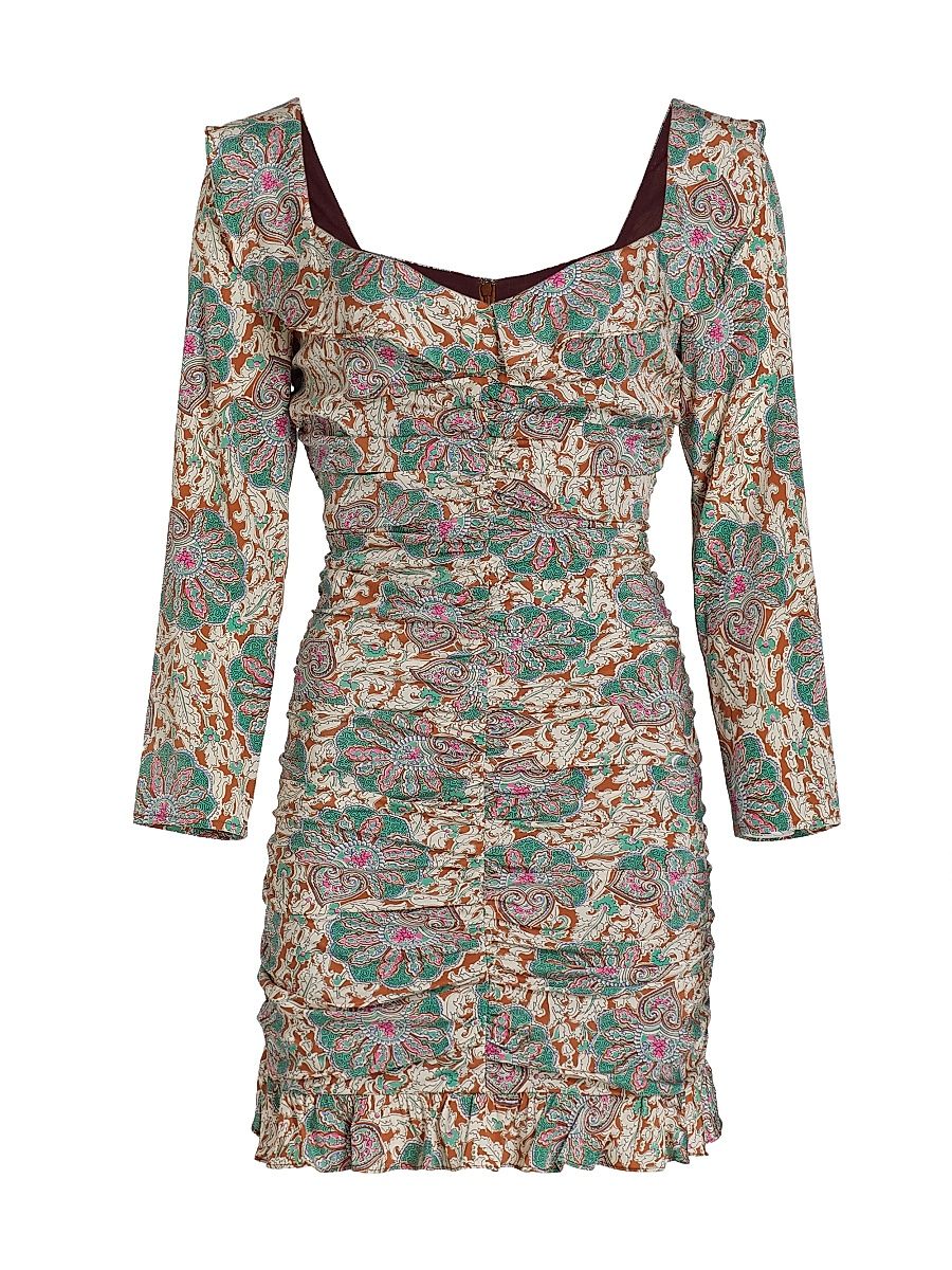 Women's Lozano Floral Ruched Minidress - Caramel Multi - Size 8