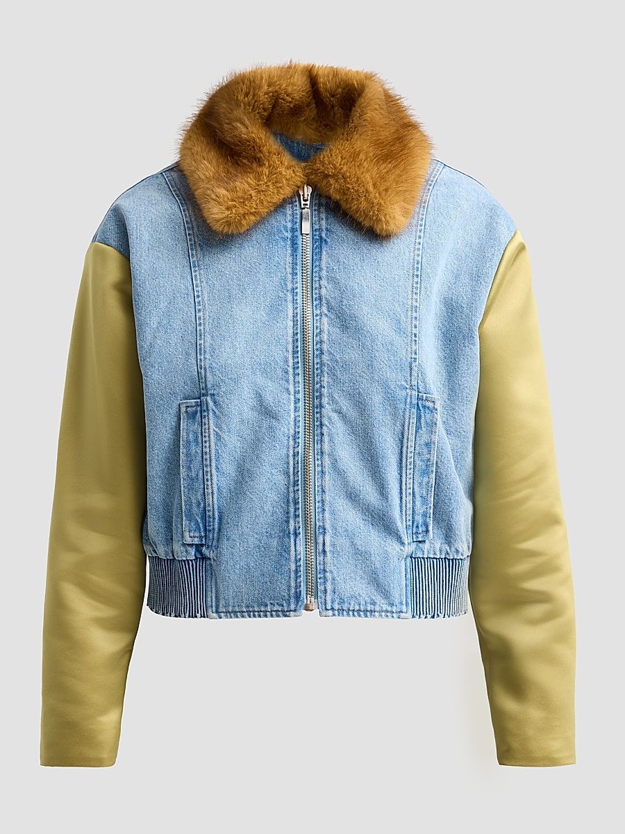 Women's Rue Mixed-Media Jacket - Cloud Wash - Size XS