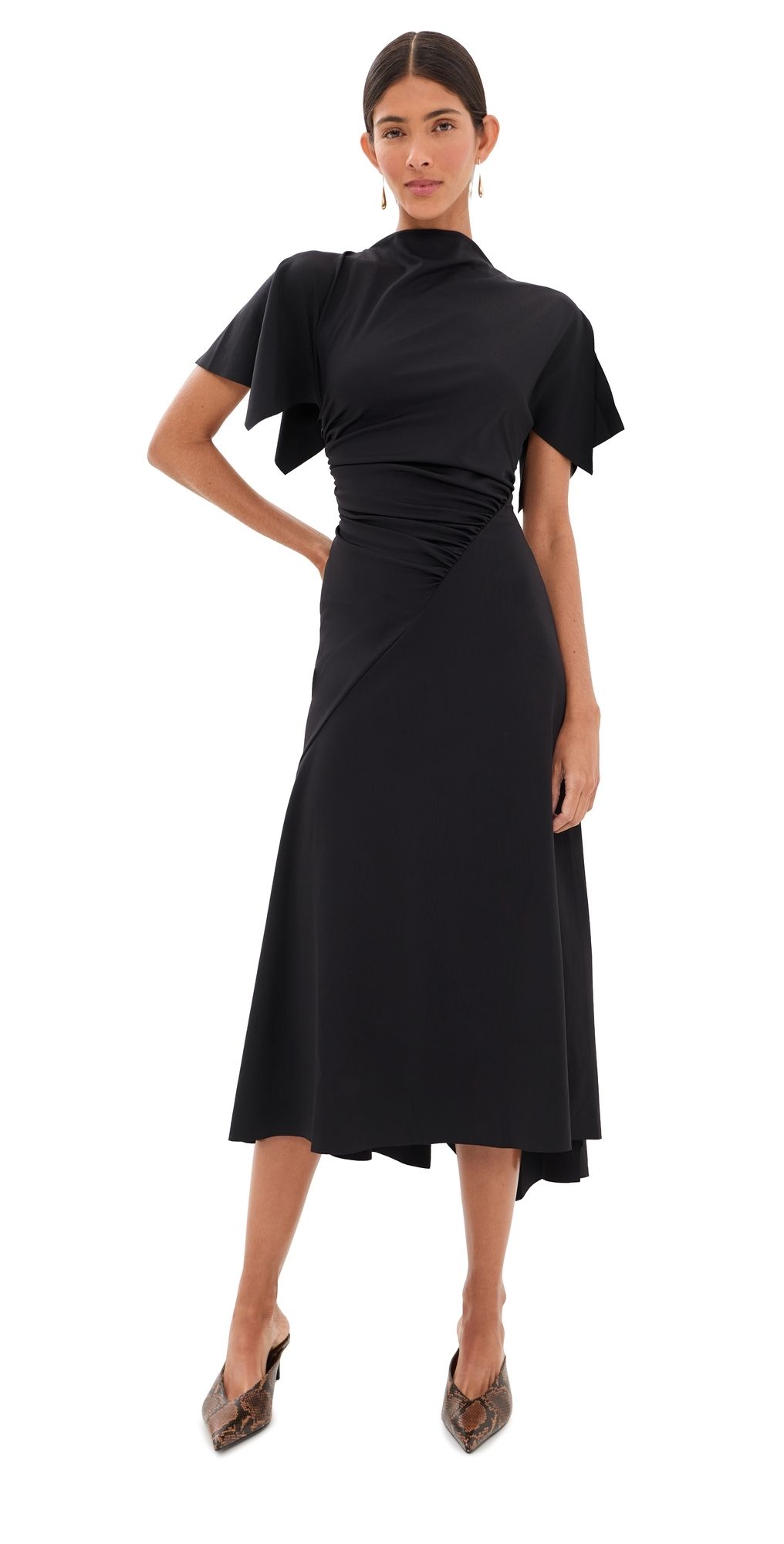 Victoria Beckham Blousey Midi Dress Black 8