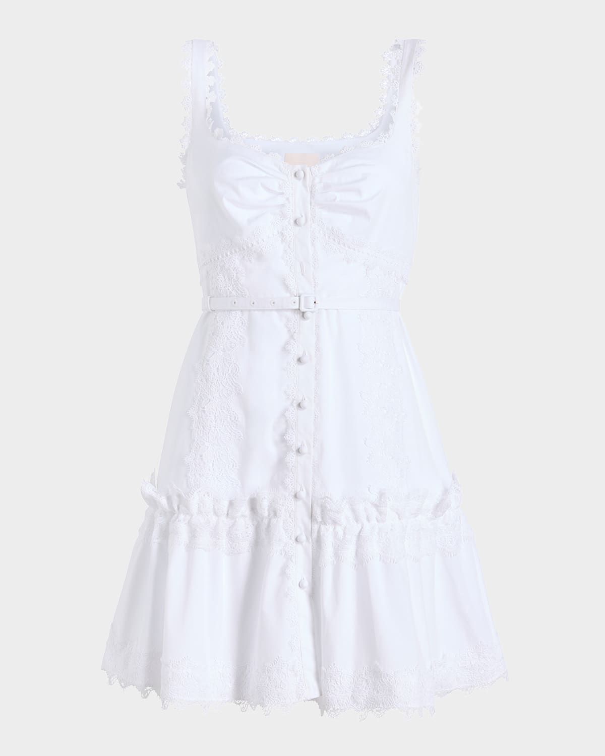 Aziza Embellished Button-Front Mini Dress