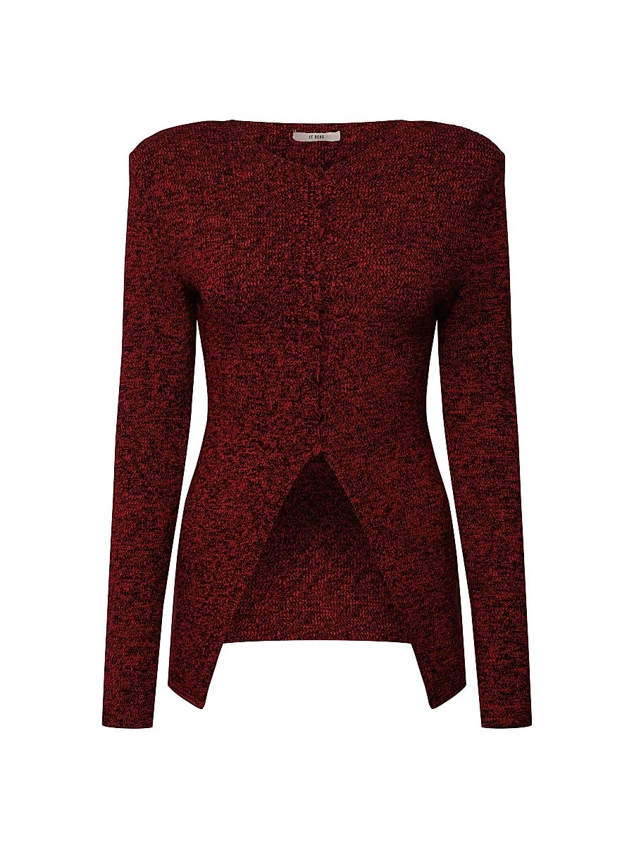 Women's Mischa Marled Knit Cardigan - Lipstick Red Black - Size XL