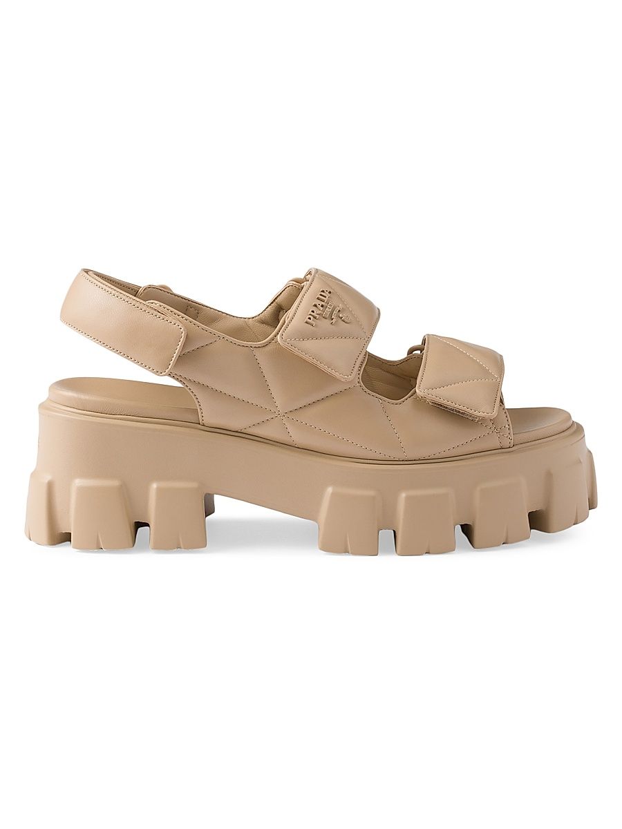 Women's Monolith Nappa Leather Sandals - Sand Beige - Size 7
