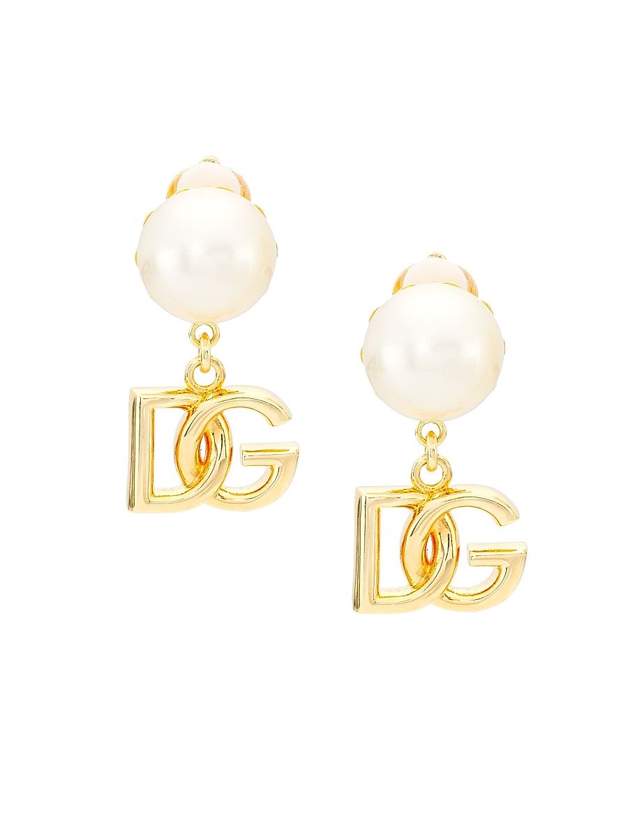 Women's Gold-Plated & Plexiglass Faux Pearl Clip-On Drop Earrings - Gold