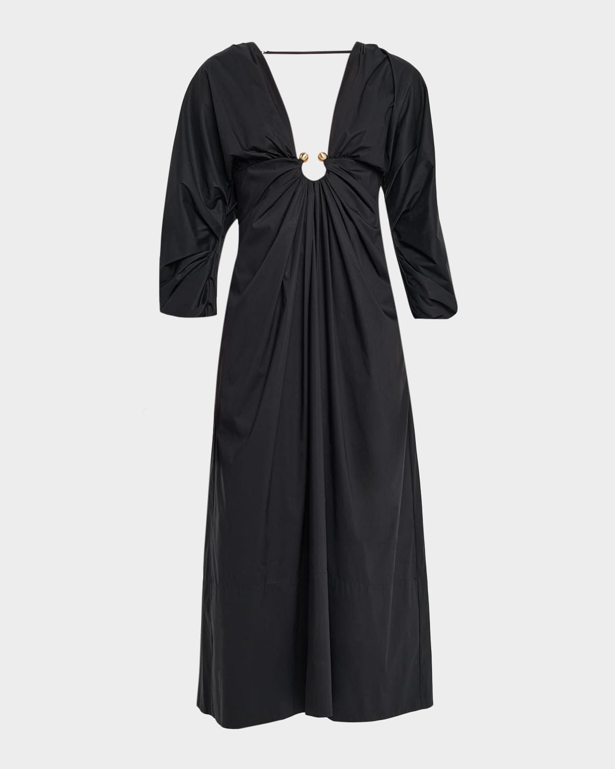 Elyza Embellished Poplin Midi Dress