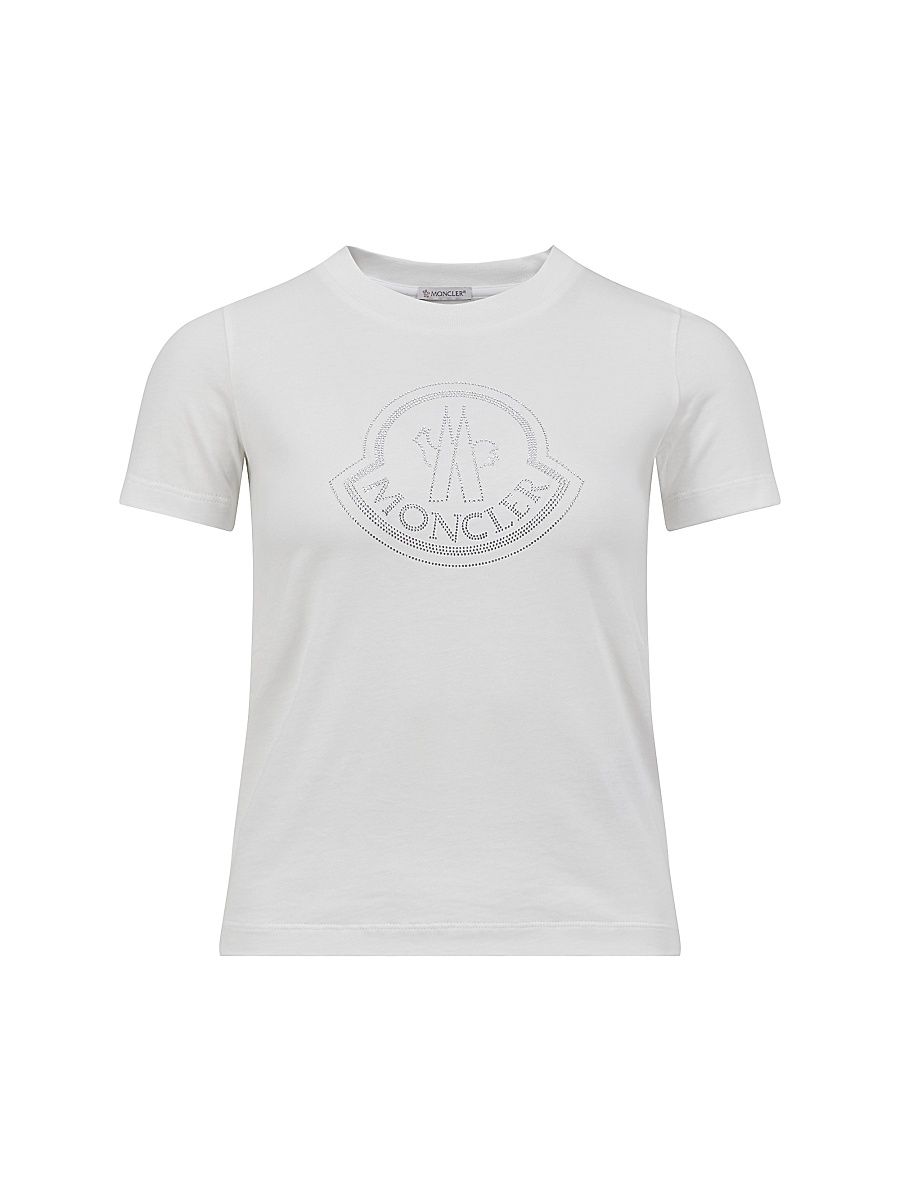 Women's Cotton Metallic Print Logo T-Shirt - Off White - Size XL