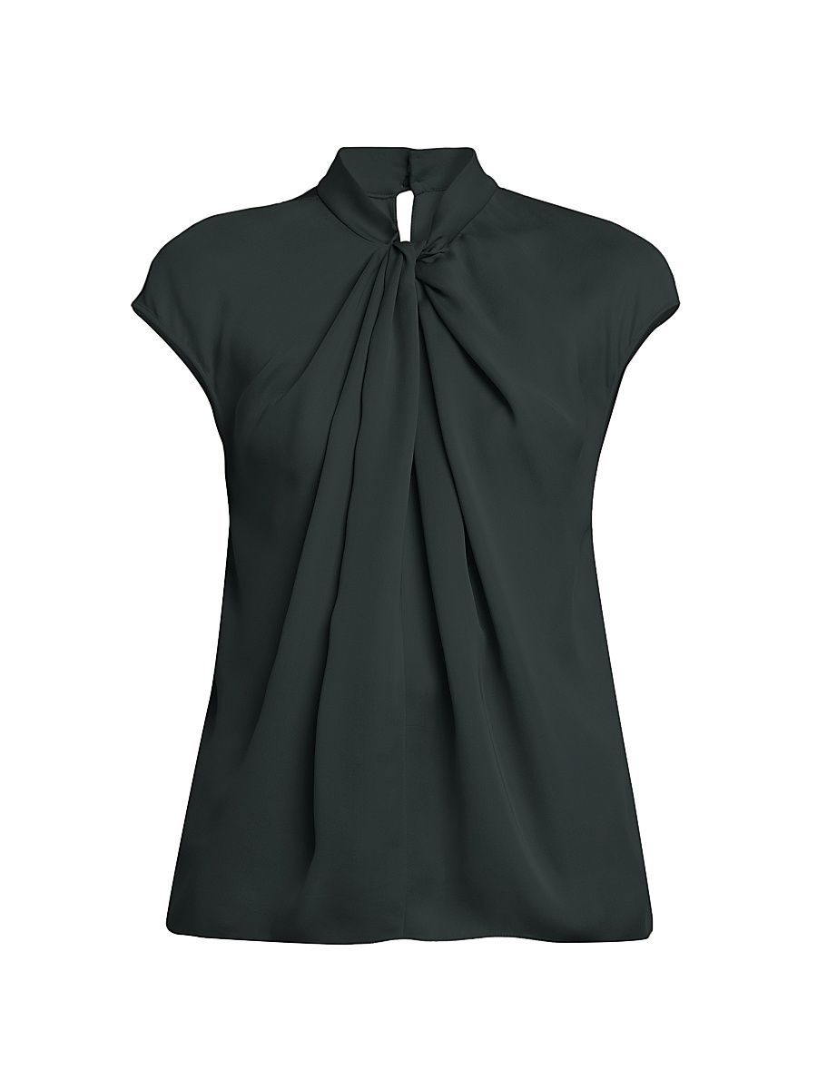 Women's Double Georgette Washed Silk Shirt - Black Forest - Size 6