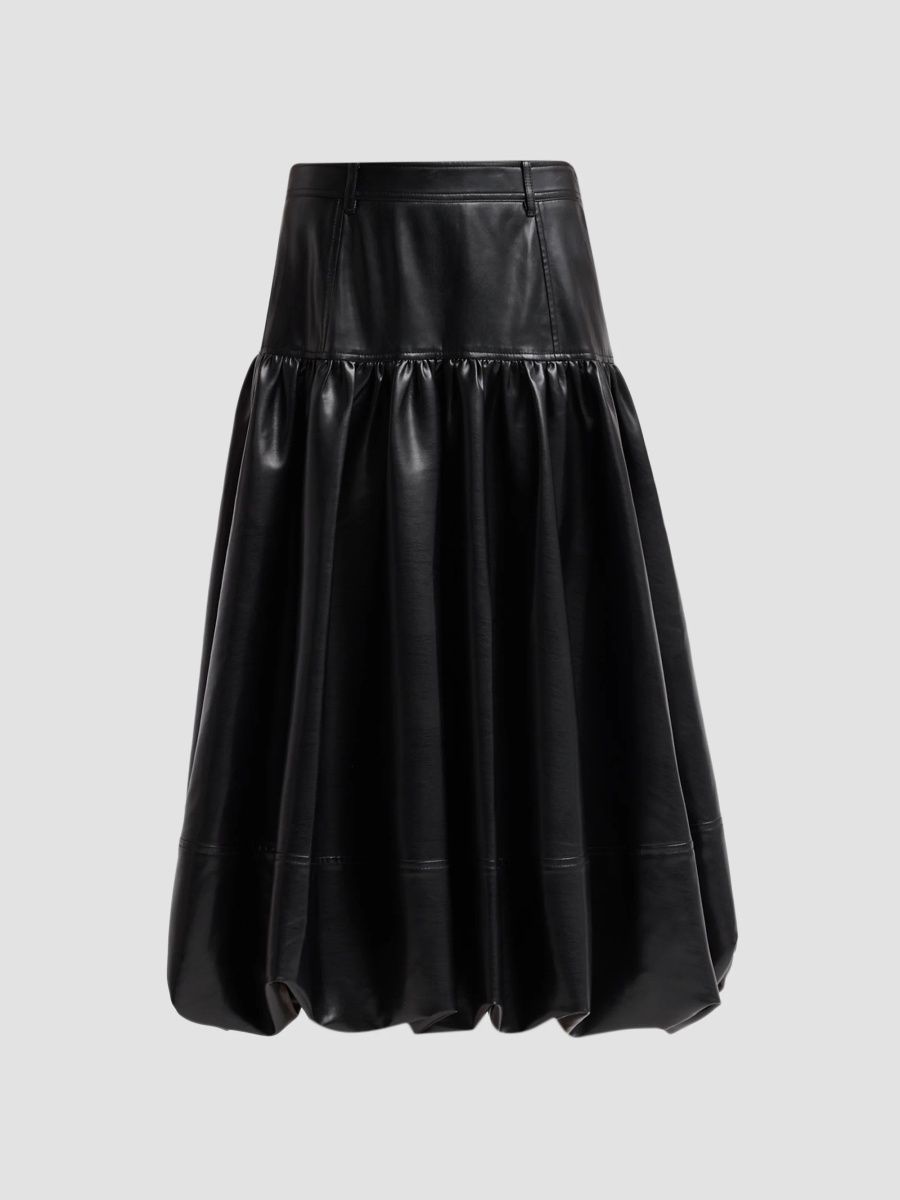 Women's Eleanor Vegan Leather Midi Skirt - Black - Size 14