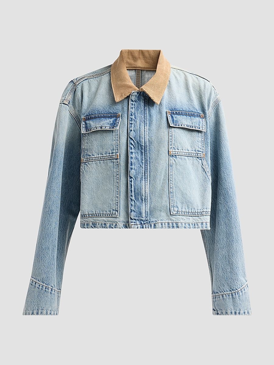 Women's Conner Denim Crop Worker Jacket - Conner Cropped Worker - Size Large
