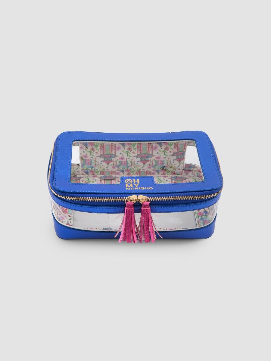 Metallic Blue Tile Storage Bag - Blue