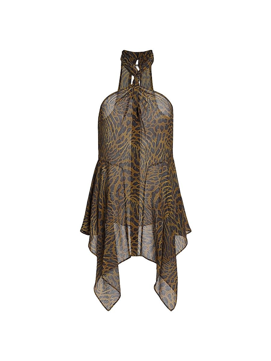 Women's Cassian Halter Twist Top - Multico Leopard - Size 6