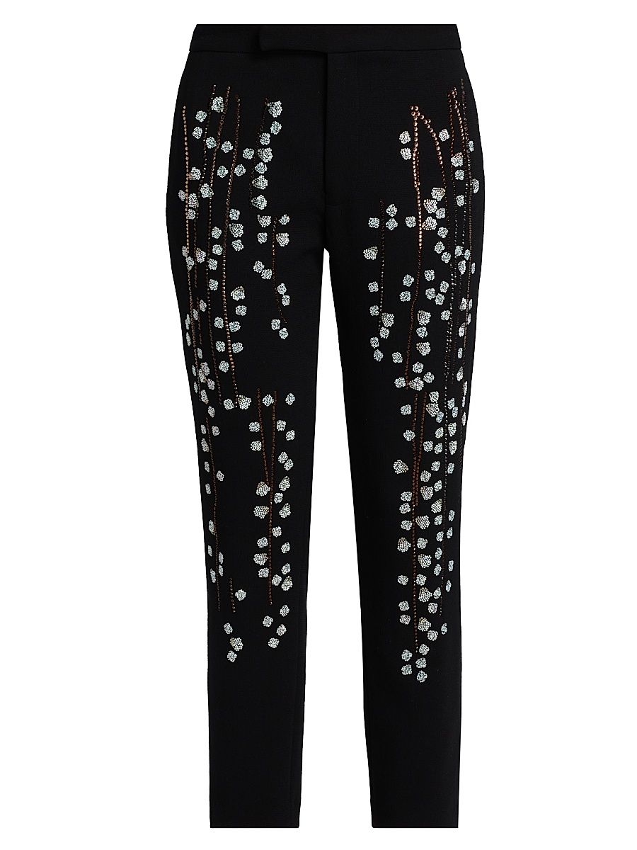 Women's Sakura Wool Narrow Trousers - Black - Size Large