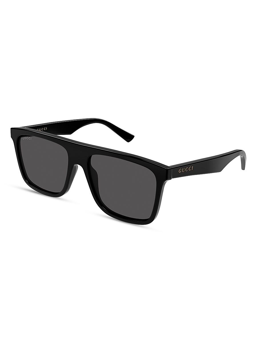 Men's Simple Fit 57MM Square Sunglasses - Black