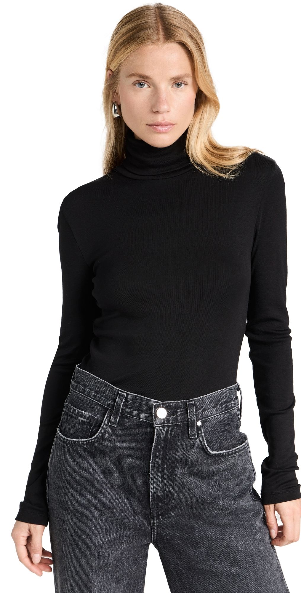 Splendid Classic Turtleneck Black L