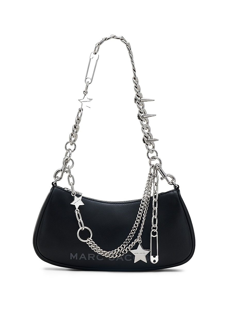 Women's The Star Charm Leather Shoulder Bag - Black