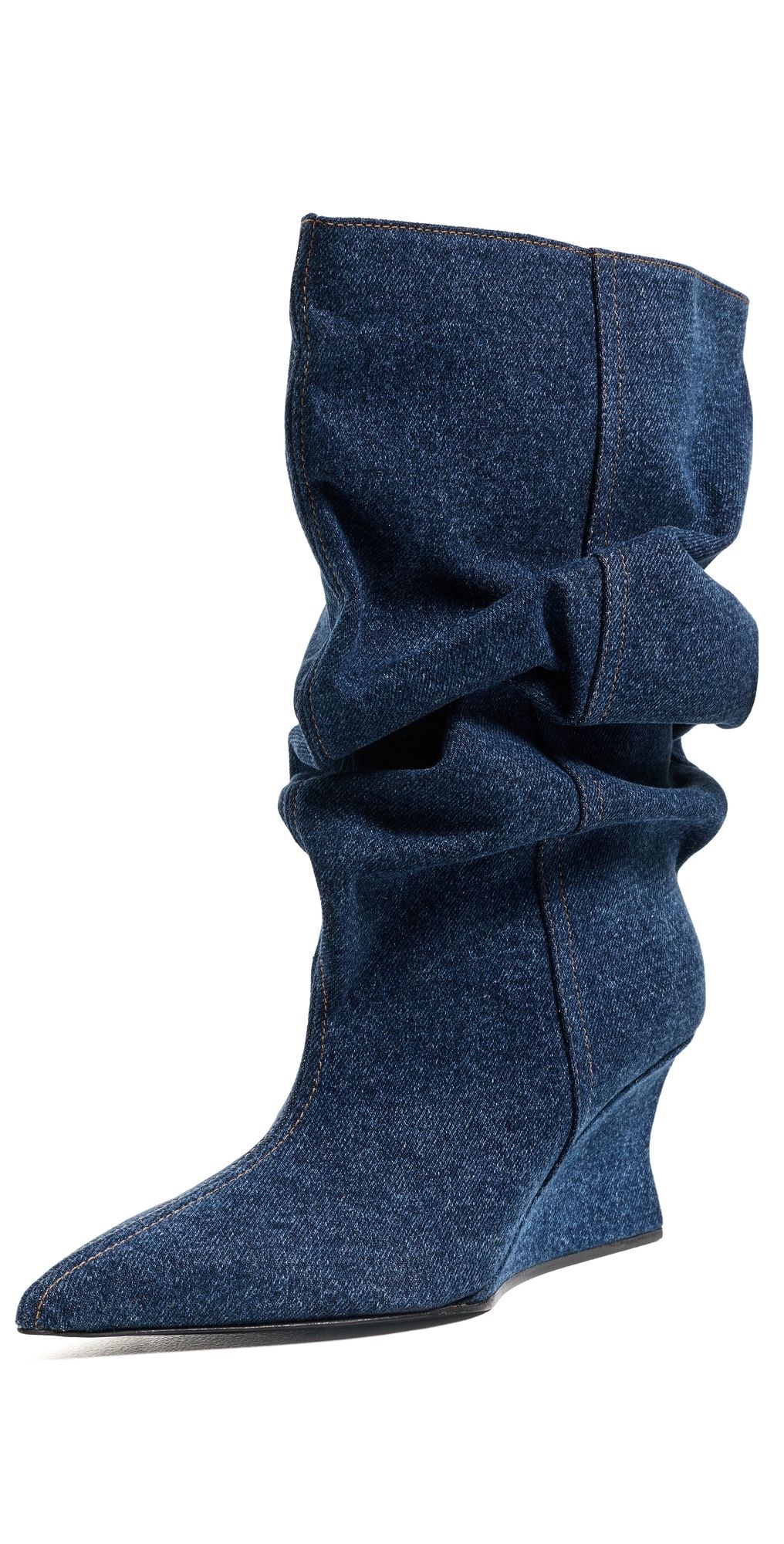 Balmain Denim Wedge Ankle Boots Bleu Jean 41