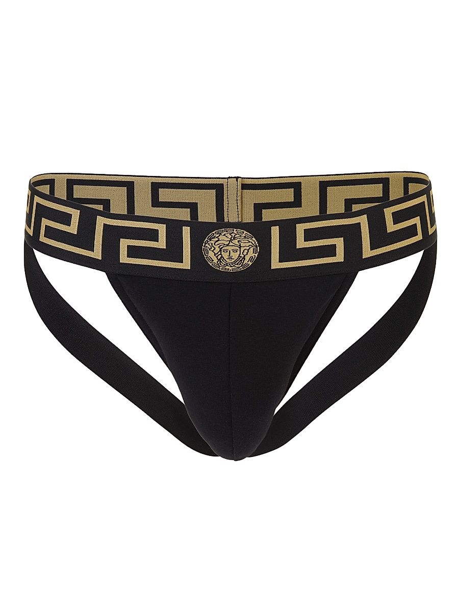 Men's Logo Jockstrap Briefs - Black Gold - Size XXL