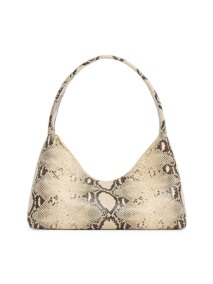 Women's Candy Snake-Embossed Leather Baguette - Roccia