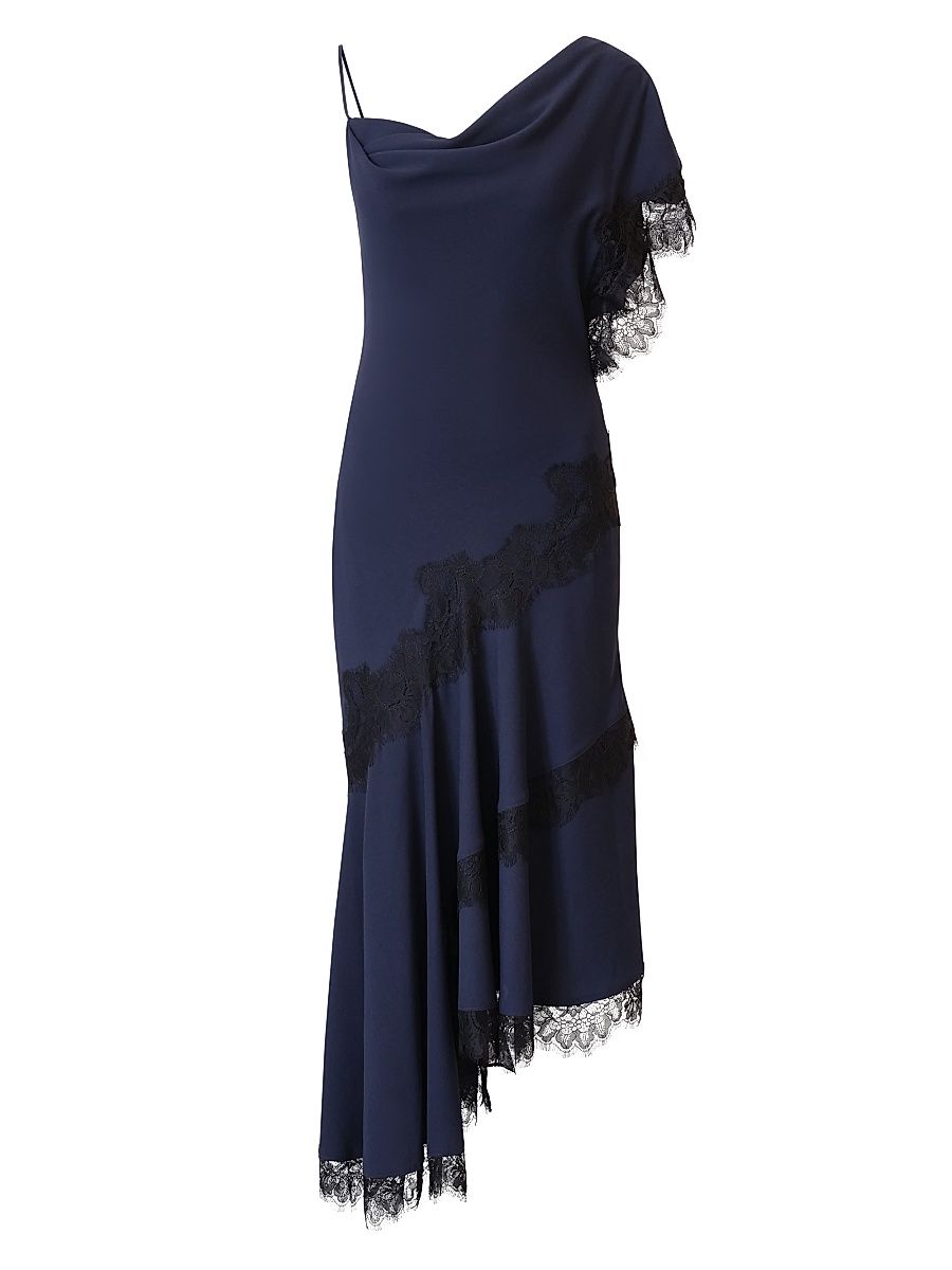 Women's Calla Asymmetric Slip Midi-Dress - Dark Sapphire - Size 4