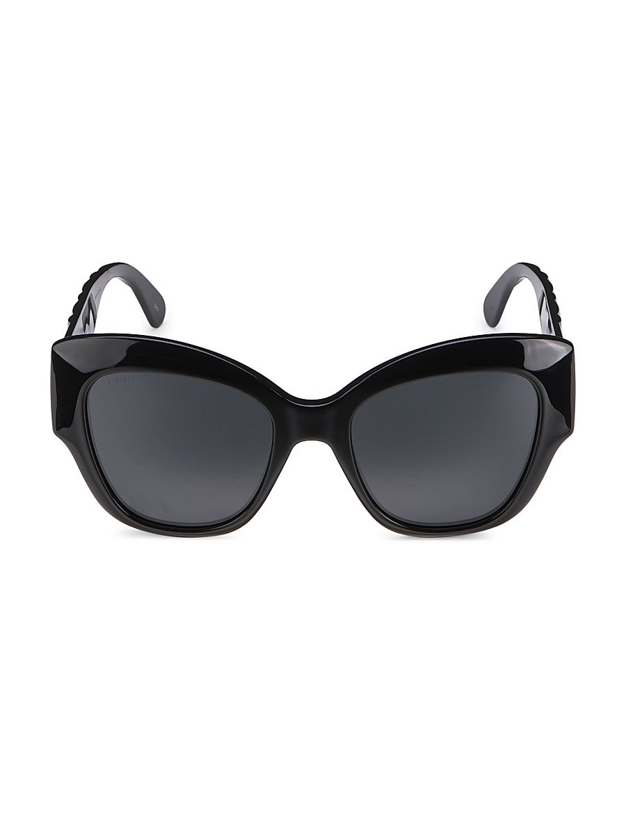 Women's 53MM Cat-Eye Sunglasses - Black Black Grey