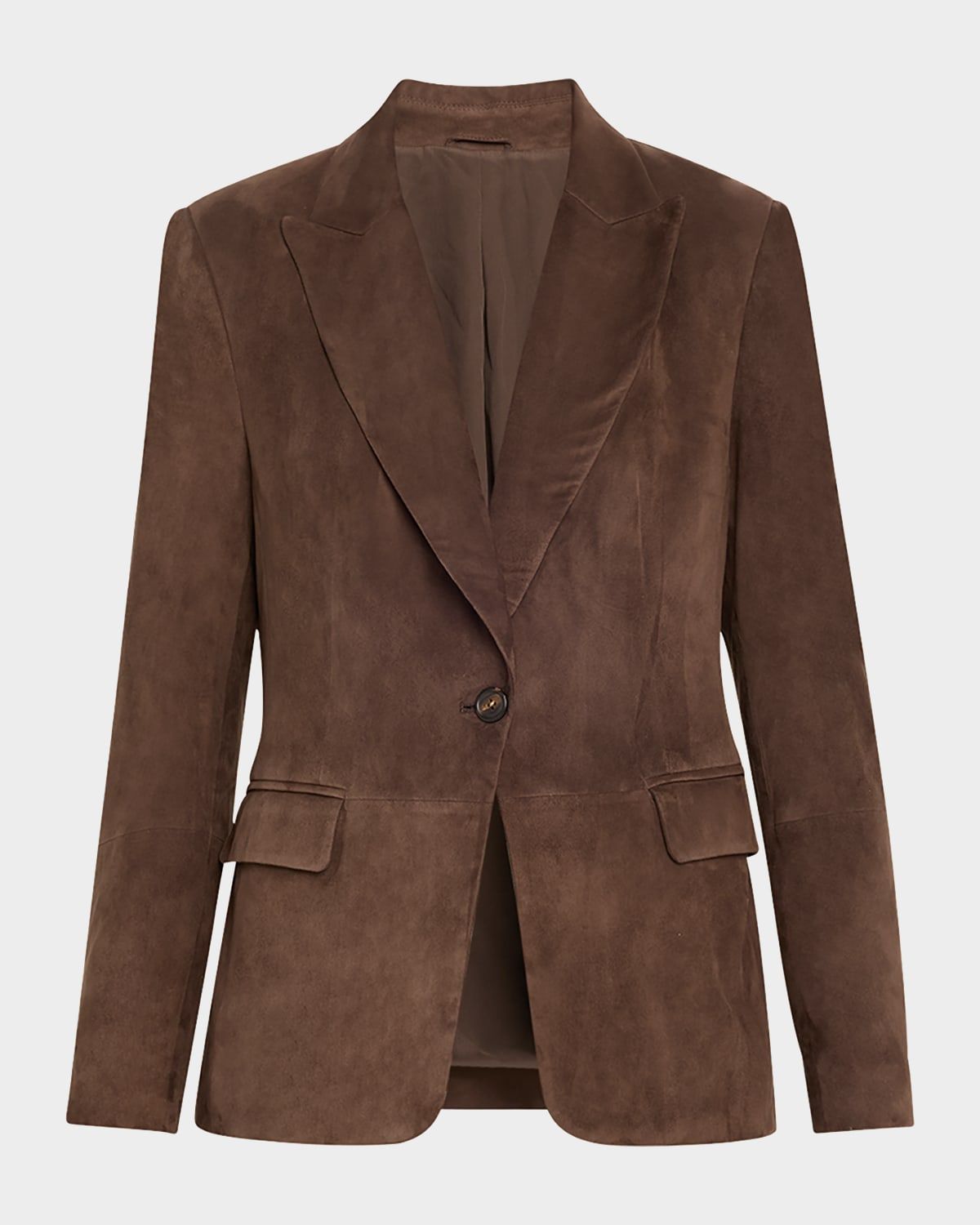 Suede Single-Breasted Blazer Jacket