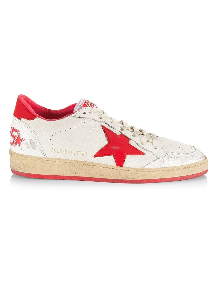 Men's Ball Star Leather Low-Top Sneakers - White - Size 13