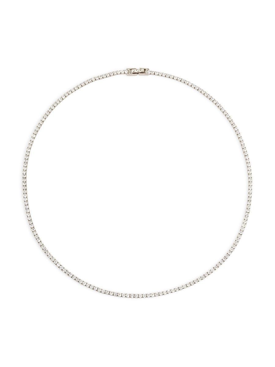 Women's Tish 14K-Gold & Crystal Tennis Necklace - Rhodium