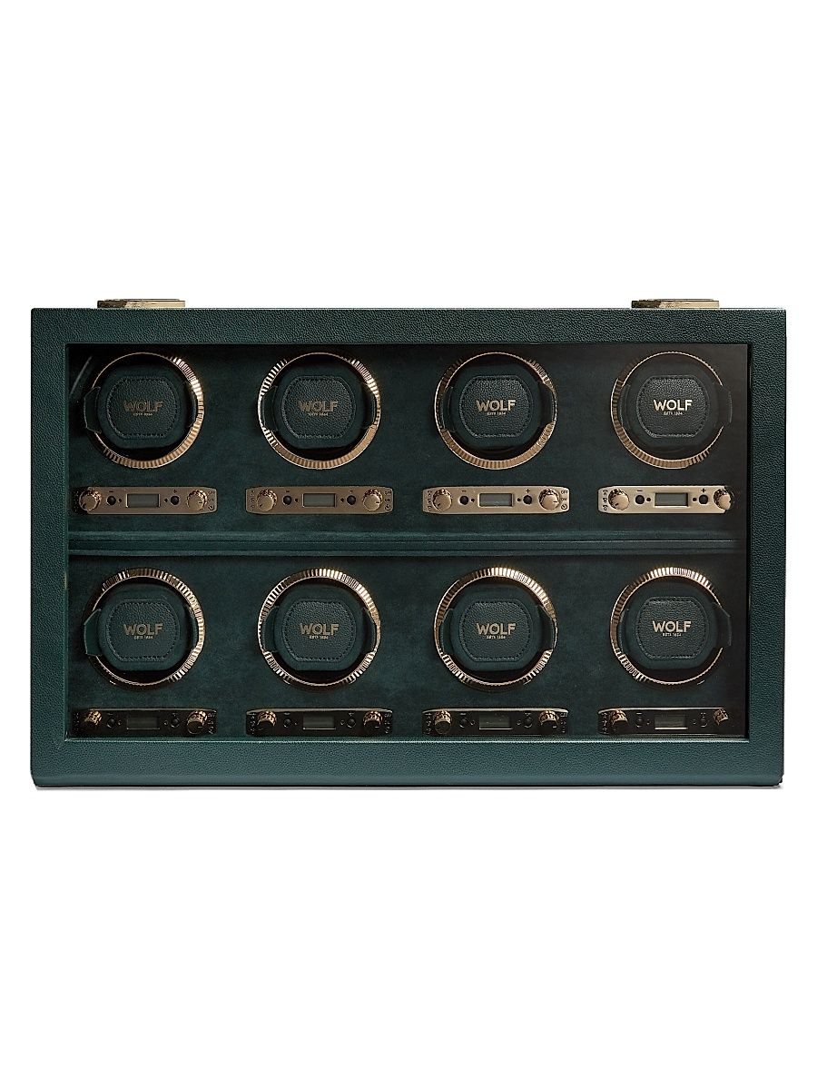 British Racing Green 8-Piece Watch Winder - Black