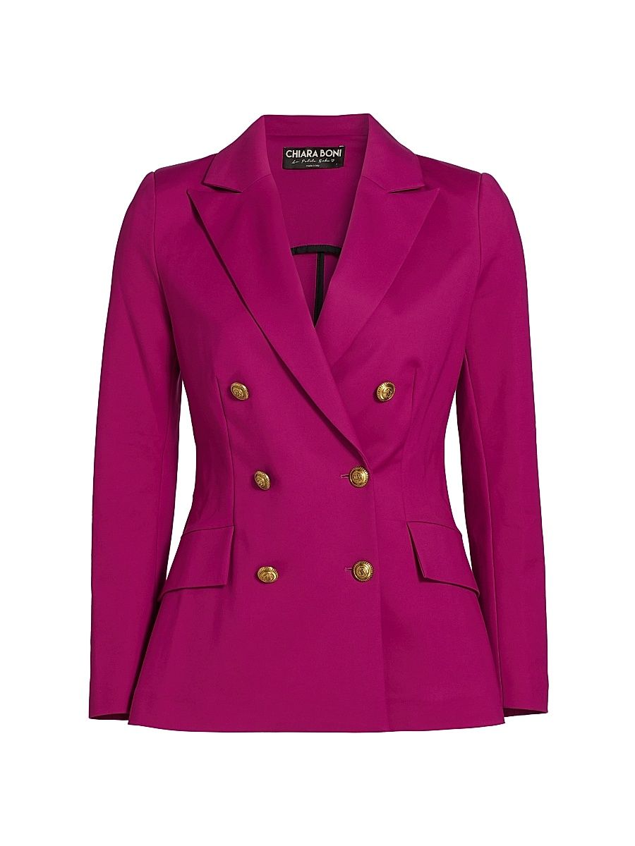Women's Tobehi Cotton Double-Breasted Blazer - Cyclamen - Size 6
