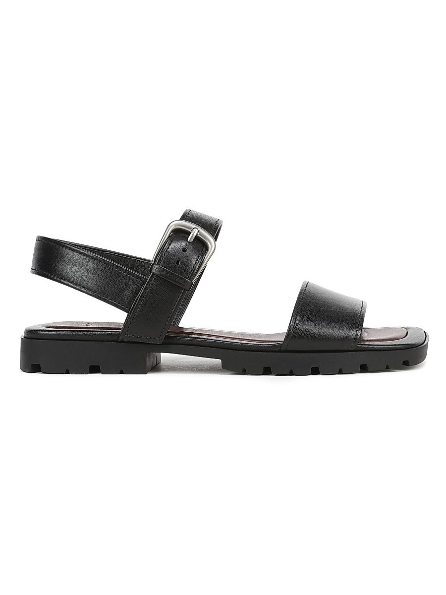 Women's Vega 30MM Buckle-Detail Leather Sandals - Black - Size 10
