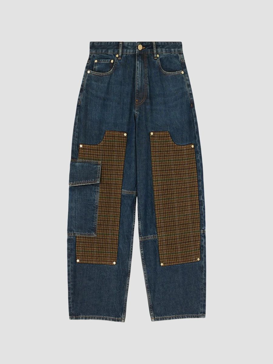 Ganni Women's Audri Slub Mix Patchwork Jeans - Dark Blue Vintage - Size 24
