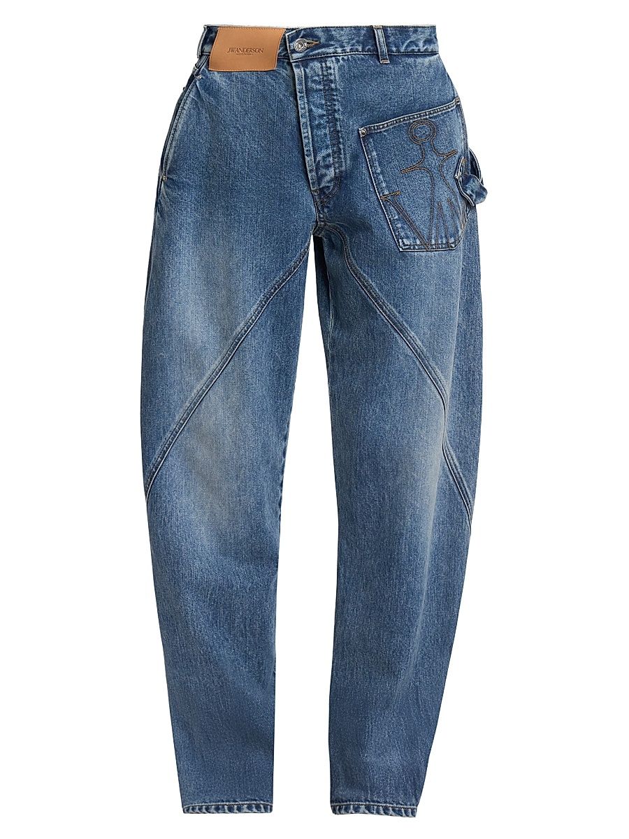 Women's Twisted Barrel-Leg Jeans - Mid Blue - Size 30