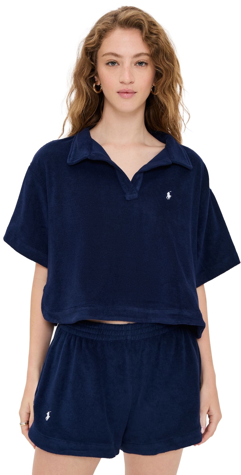 Polo Ralph Lauren Terry Collar Shirt & Short Set Navy XL