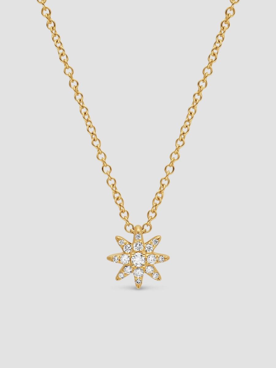 David Yurman Women's Petite Starburst Station Necklace in 18K Yellow Gold with Diamonds, 7MM - Gold - Size 16