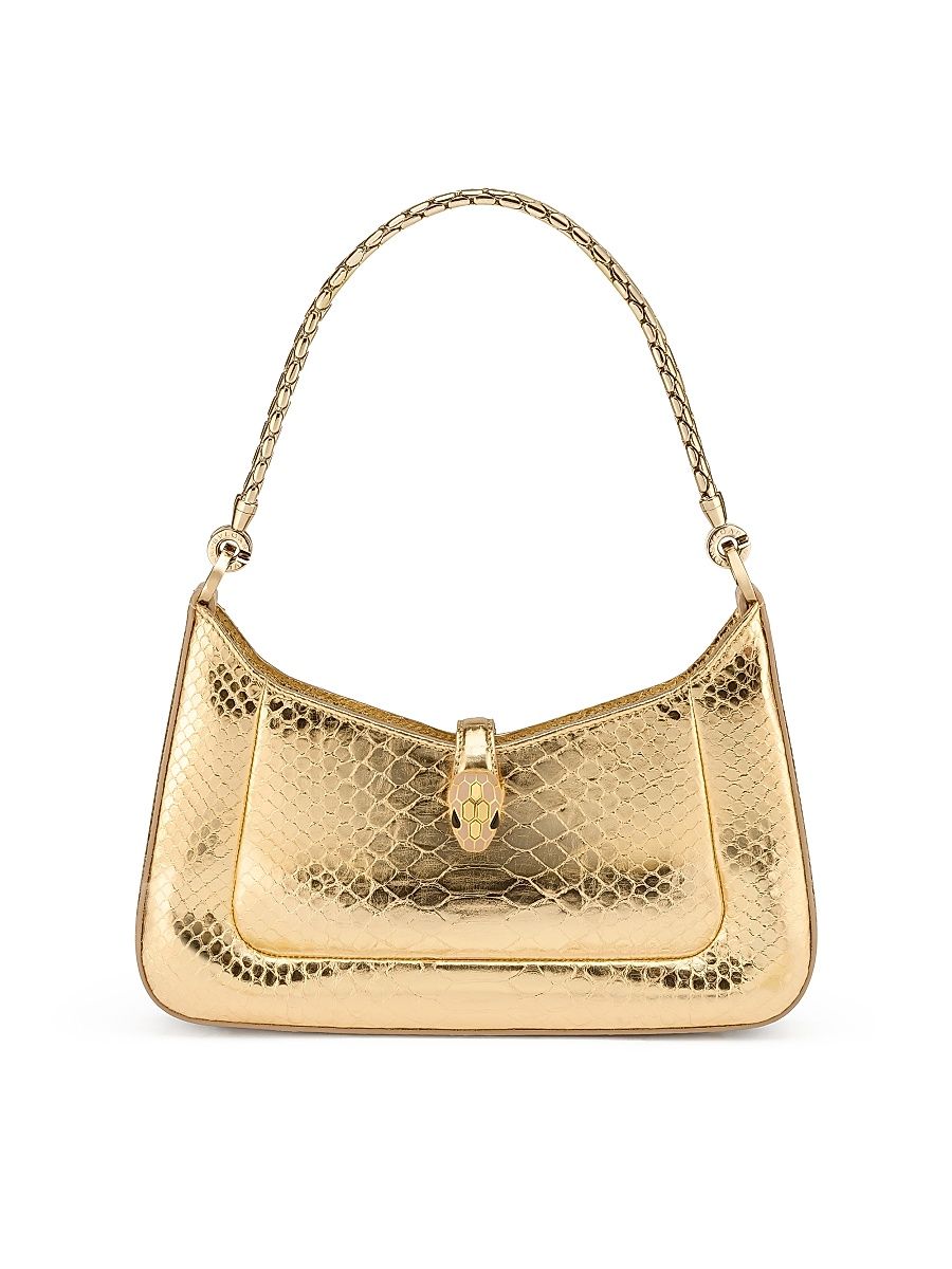 Women's Serpenti Metallic Python Shoulder Bag - Gold