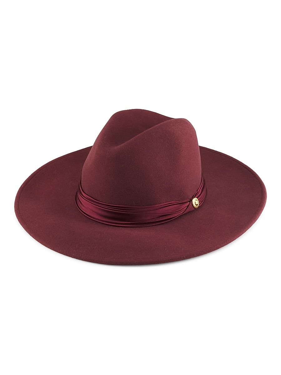 Women's Clara Wool Fedora Hat - Bordeaux - Size Large