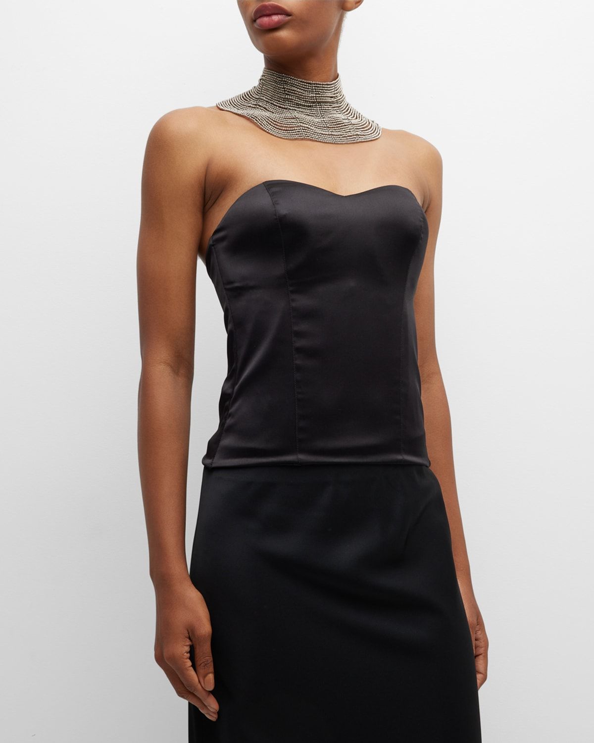 Sweetheart Satin Bustier Top