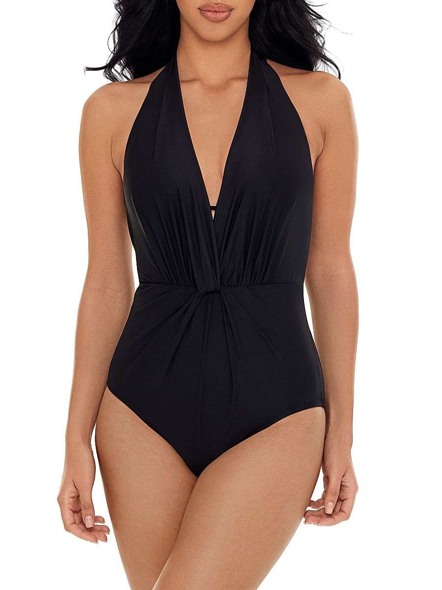 Magicsuit Women's Chromatique Joelle Gathered One-Piece Swimsuit - Black - Size 16