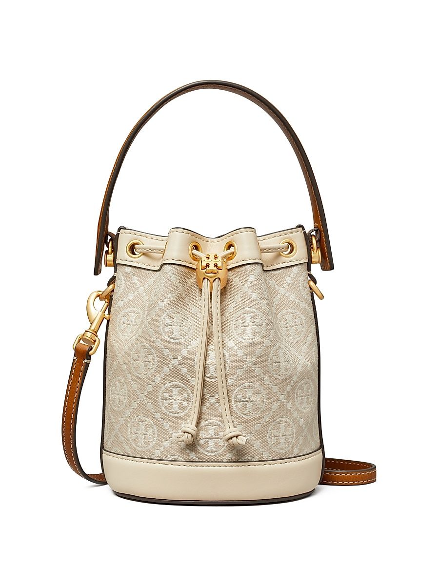 Women's Mini T Monogram Bucket Bag - Ivory