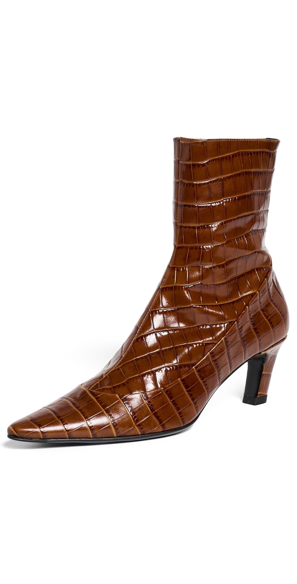 Christopher Esber Corte Embossed Ankle Boots Cognac 36